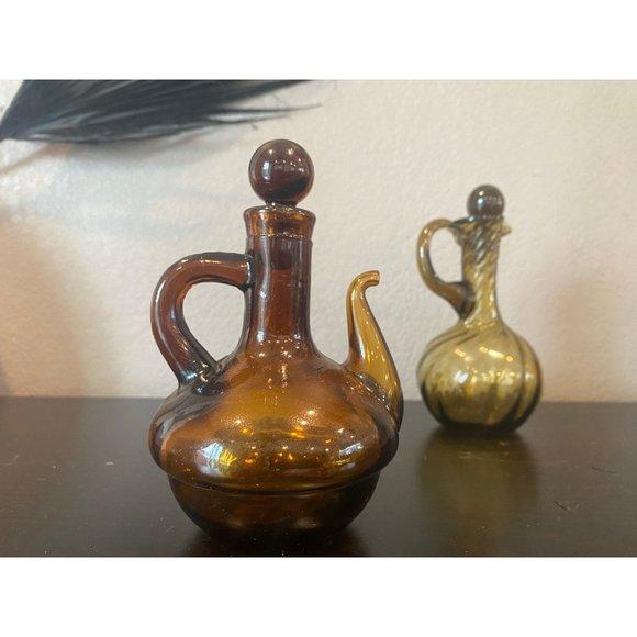 Vintage Cruet Set Handblown, Made in Spain, Oil - Picture 2 of 9